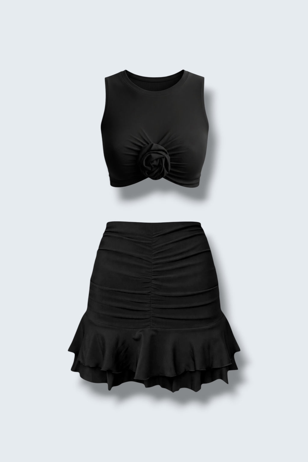 Set Flower Tank Top BL x Skirt Doll BL