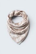 The Saint 54 J’ADORE beige satin twill scarf top with a delicate picot edge and elegant toile de jouy print.